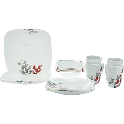 Corelle Kyoto Leaves 16 Pcs Square Dinner Set 1101078 4114570