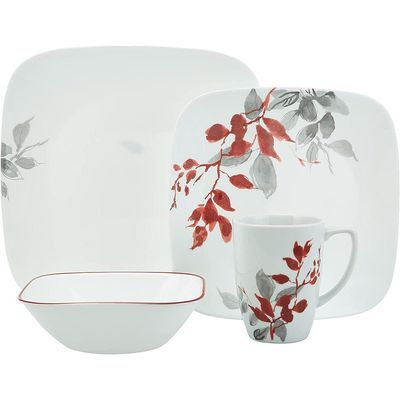 Corelle Kyoto Leaves 16 Pcs Square Dinner Set 1101078 4114570