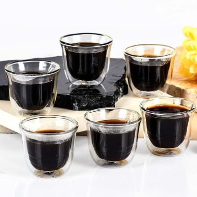 Life Smile 6PCS double wall glass cawa cups