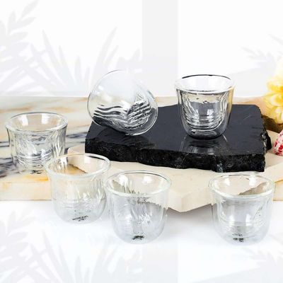 Life Smile 6PCS double wall glass cawa cups