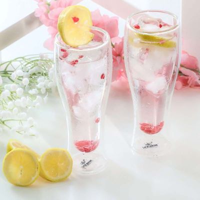 Life Smile 2PCS Double Wall Juice Glass