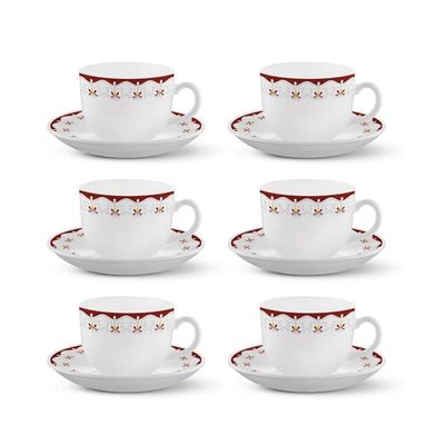 Larah Plano Royal Brown Cup And Saucer 6Pc Set - 22Cuprb