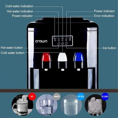 Crownline WD-232 Top Loading (Normal, Cold, & Hot) Water Dispenser w/ Built-In Ice Maker, Ice making capacity: 12kg/24Hrs.