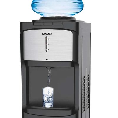 جهاز توزيع الماء من كراونلاين موديل WD-201 بالتحميل العلوي (عادي، بارد، وساخن)، 220-240 فولت، 50/60 هرتز، قدرة الإدخال: 520 واط، قدرة التسخين: 420 واط، قدرة التبريد: 100 واط.