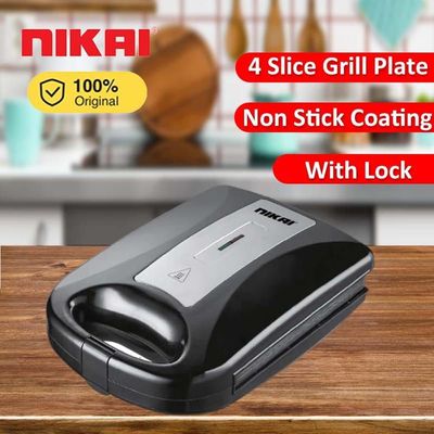 Nikai Portable Non-Stick Grill Toaster 1100W Ngt928 Black/Silver -NGT928A1