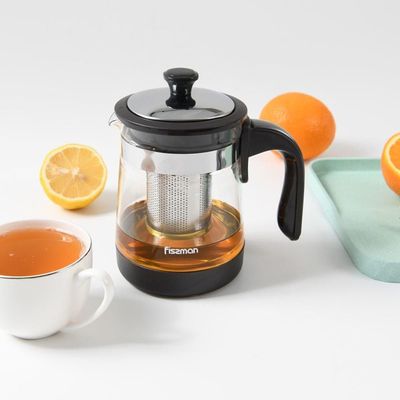 Fissman Tea Pot 750ml With Steel Filter (Borosilicate Glass)