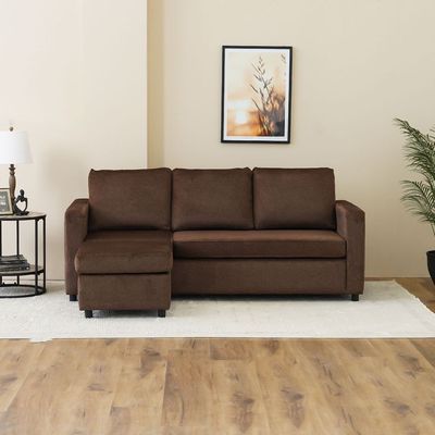 Lara 3-Seater Fabric Left & Right Reversible Corner Sofa - Brown - With 2-Year Warranty
