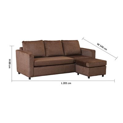 Lara 3-Seater Fabric Left & Right Reversible Corner Sofa - Brown - With 2-Year Warranty