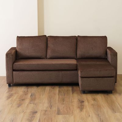 Lara 3-Seater Fabric Left & Right Reversible Corner Sofa - Brown - With 2-Year Warranty