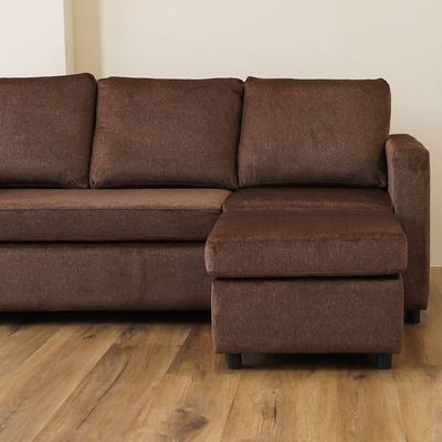 Lara 3-Seater Fabric Left & Right Reversible Corner Sofa - Brown - With 2-Year Warranty