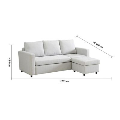 Lara 3-seater Fabric Left and Right Reversible Corner Sofa - Grey - With 2-Year Warranty