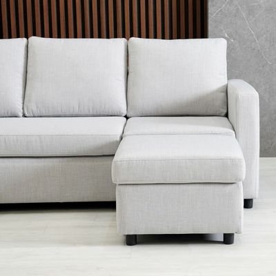 Lara 3-seater Fabric Left and Right Reversible Corner Sofa - Grey - With 2-Year Warranty