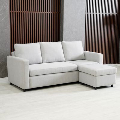 Lara 3-seater Fabric Left and Right Reversible Corner Sofa - Grey - With 2-Year Warranty