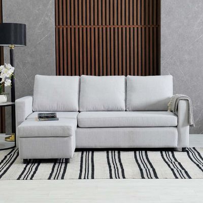 Lara 3-seater Fabric Left and Right Reversible Corner Sofa - Grey - With 2-Year Warranty