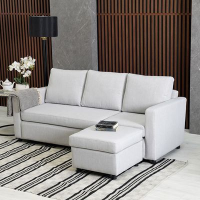 Lara 3-seater Fabric Left and Right Reversible Corner Sofa - Grey - With 2-Year Warranty