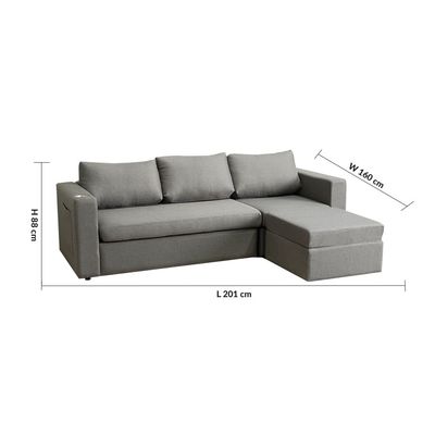 Ashley 3-Seater L-Shape Corner Sofa – Grey – With 2-Year Warranty