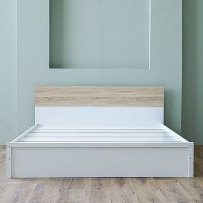 أورورا - سرير كينج 180×200 سم - أبيض / خشبي طبيعي