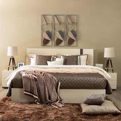 Maybell 180X200 King Bed Set - White Maple / Walnut