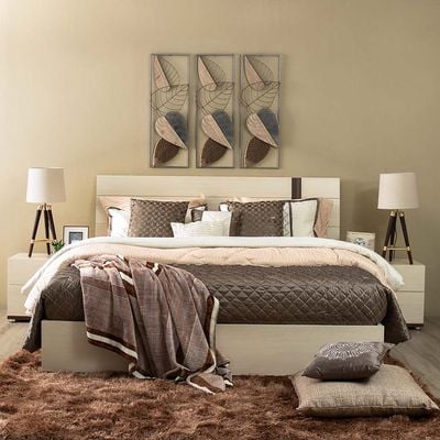 Maybell 180x200 King Bed Set - White Maple/Walnut - With 2-Year Warranty