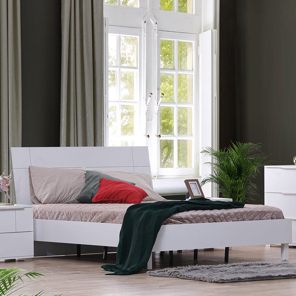 White modern store king bed