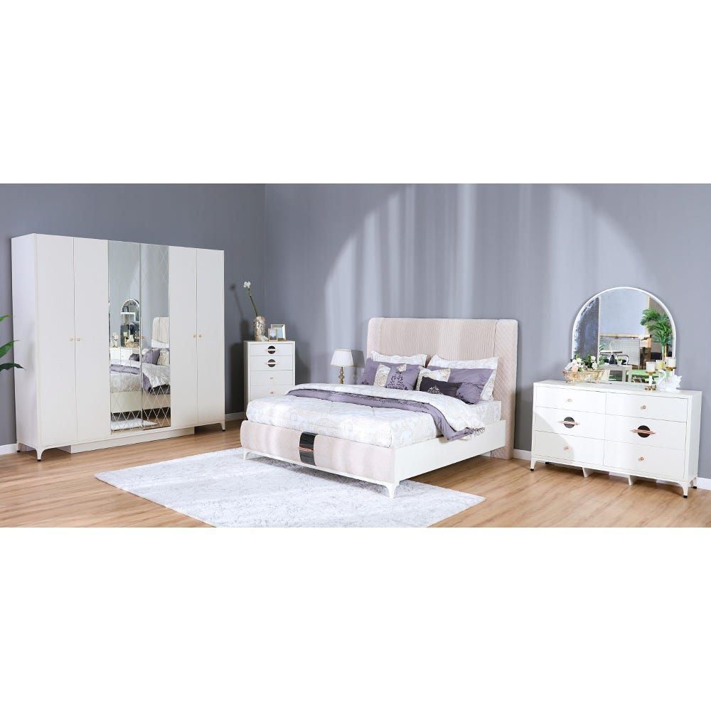 Buy New Aloha Bed Room Set- White/Golden Online | Danube Home UAE