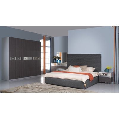 Calvin 180X200 King Bedroom Set - Grey/Silver - With 2-Year Warranty