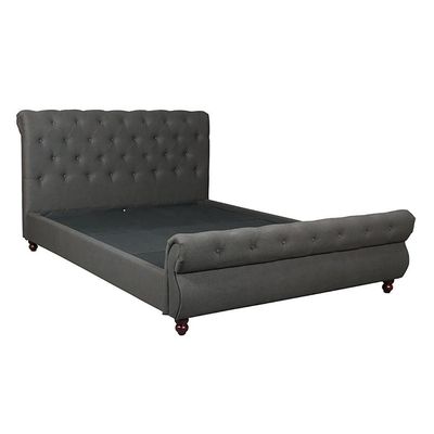 Oxford 150X200 Rolled-Top Sleigh Queen Bed - Charcoal