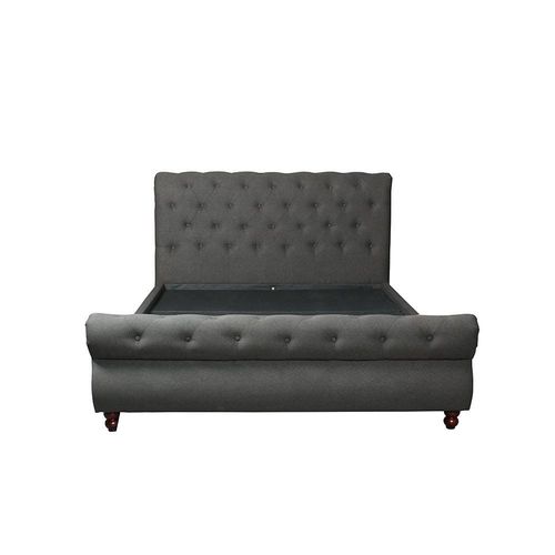 Oxford 150X200 Rolled-Top Sleigh Queen Bed - Charcoal