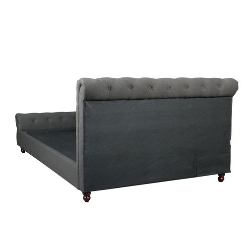 Oxford 150X200 Rolled-Top Sleigh Queen Bed - Charcoal