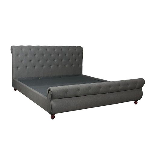 Oxford 180X200 Rolled-Top Sleigh King Bed - Charcoal
