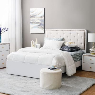 Gingko 150X200 Queen Bed - Matte White / Gold