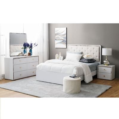 Gingko 150X200 Queen Bed - Matte White / Gold