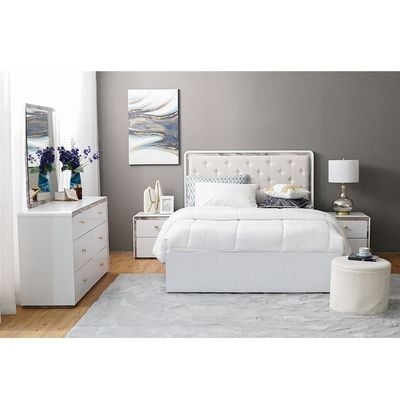 Gingko 150X200 Queen Bed - Matte White / Gold