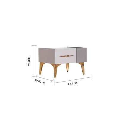 Helen 180X200 King Bed + 2 Night Stand - Grey / Gold