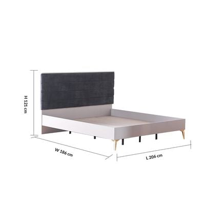 Helen 180X200 King Bed + 2 Night Stand - Grey / Gold