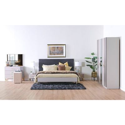 Helen 180X200 King Bed + 2 Night Stand - Grey / Gold