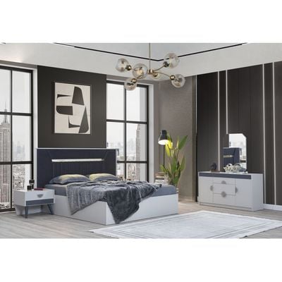 Keops 180x200 King Bedroom Set - White/Grey - With 2-Year Warranty