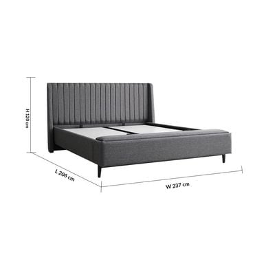 Defne 180X200 King Bed with Hydraulic Underbed Storage & Bench  - Cream/Black