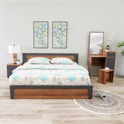 Martina 180x200 King Bed Set + Dresser and Stool - Cherry - With 2-Year Warranty