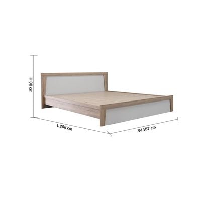 Martina 180X200 King Bed Set + Dresser and Stool - White/Sonoma Oak