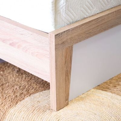 Martina 180x200 King Bed Set + Dresser and Stool - White/Sonoma Oak - With 2-Year Warranty