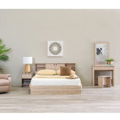 Adriana 150x200 Queen Bed Set + Dresser and Stool - Sonoma Oak