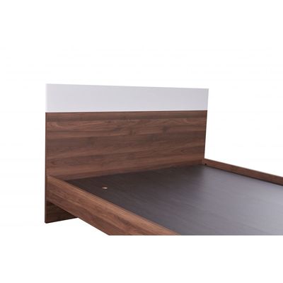 New Allano 150x200 Queen Bed - Dark Walnut/White – With 2-Year Warranty