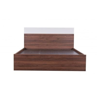 New Allano 150x200 Queen Bed - Dark Walnut/White – With 2-Year Warranty