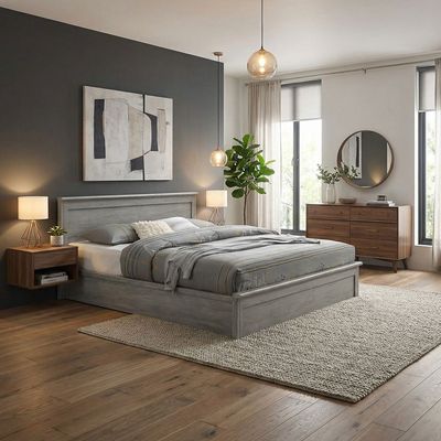 Raymond 150x200 Queen Bed - Grey Oak - With 2-Year Warranty