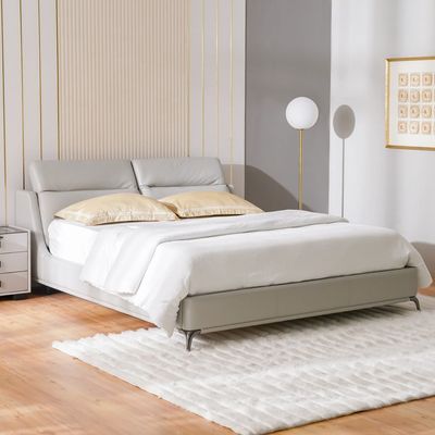 Marja 180x200 King Bed with Movable Headrest - Warm Grey - With 2-Year Warranty