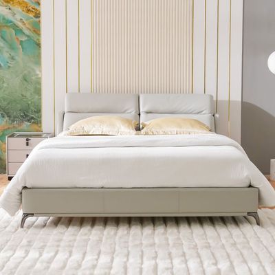 Marja 150X200 Queen Bed w/ Movable Headrest - Warm Grey