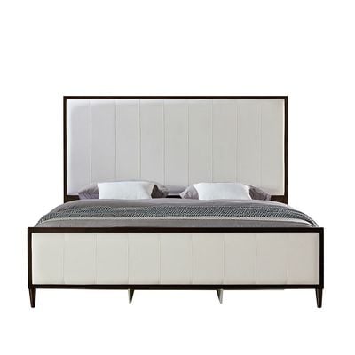 Cattleya 180x200 King Bed - Rustic White/Walnut - With 2-Year Warranty