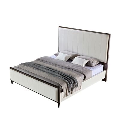 Cattleya 180x200 King Bed - Rustic White/Walnut - With 2-Year Warranty