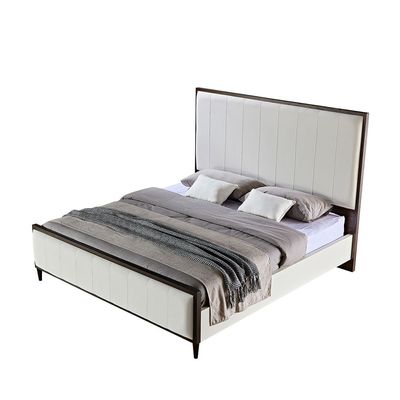 كاتليا - سرير كينج مقاس 180 × 200 سم - أبيض ريفي/جوز - مع ضمان لمدة عامين